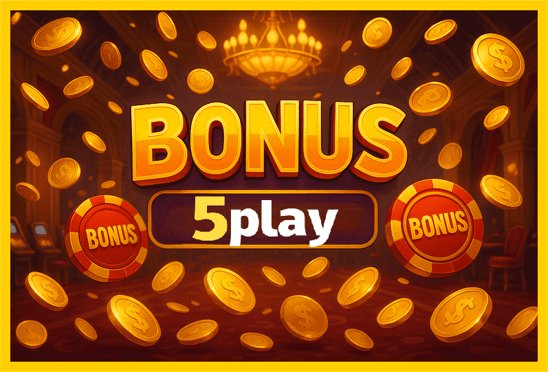 Imagem promovendo bônus 5PLAY com recompensas imperdíveis.